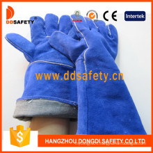 Blue Cow Split Leather Welding Glove Safety Gloves Dlw617